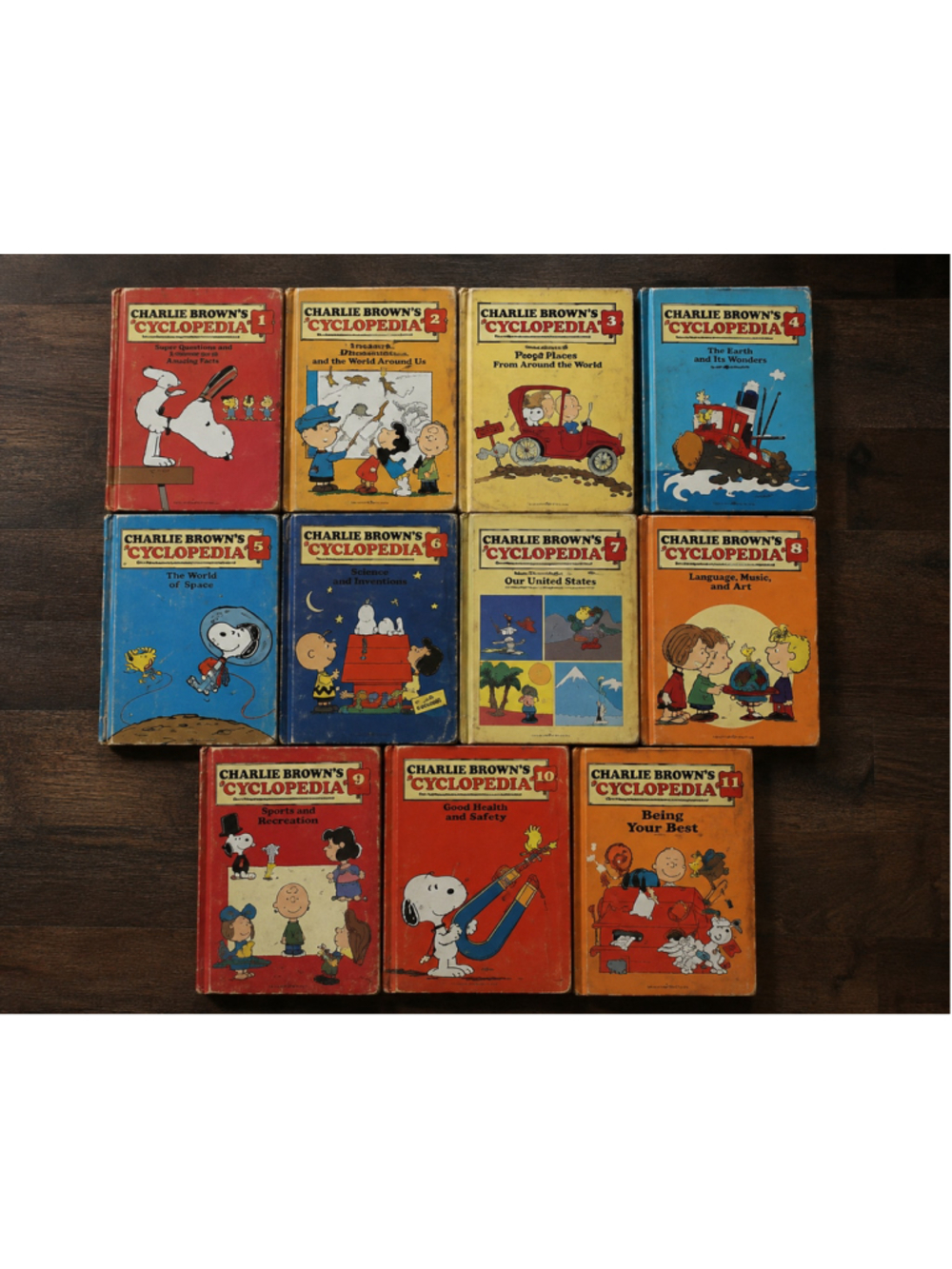 Vintage 1980s Charlie Brown's Cyclopedia Book Lot – Peanuts Hardcover Set 11 F26